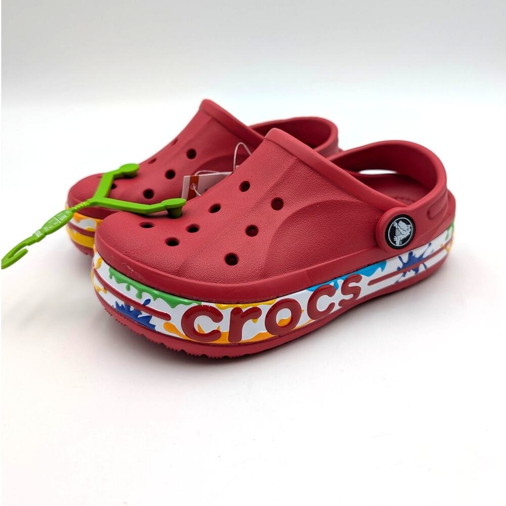 Crocs Bayaband Paint Splash Clog Shoes Closed Toe Kids' Red Size US11 EU28.5